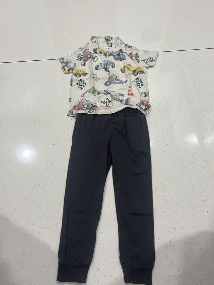 Kids Hop Car Print Shirt &amp; H&amp;M Jogger Set