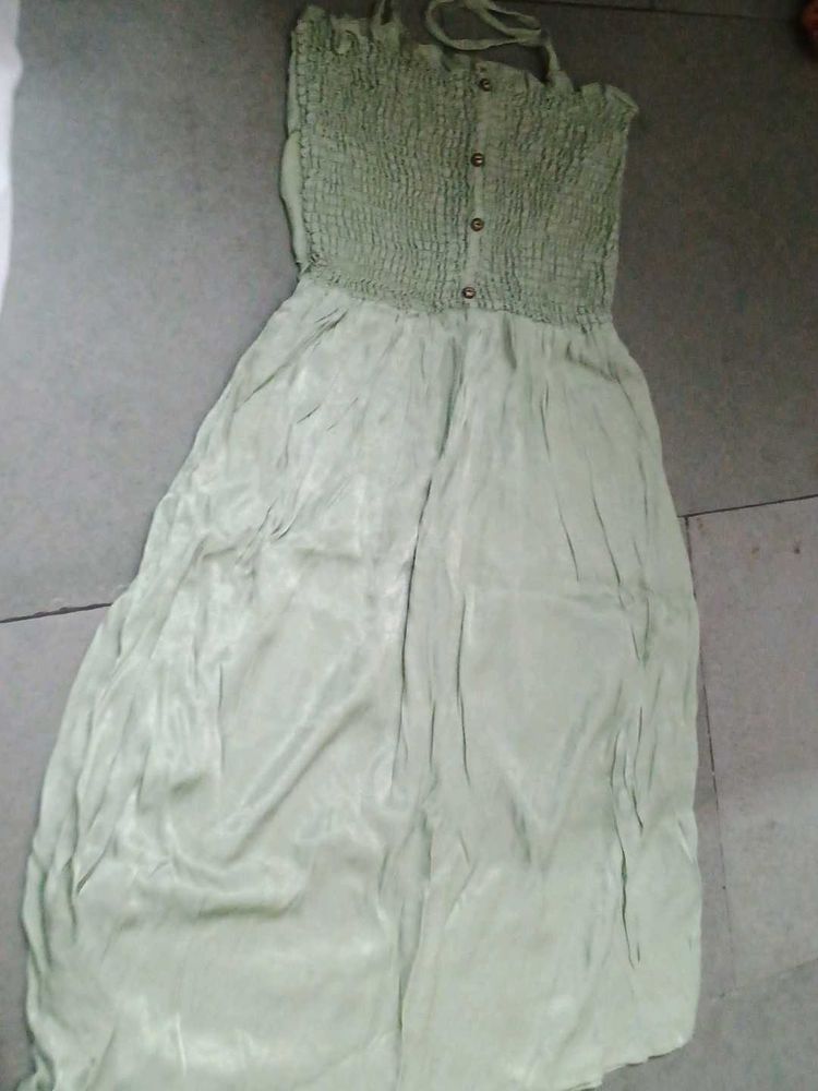 Smocked Halter Neck Maxi Dress