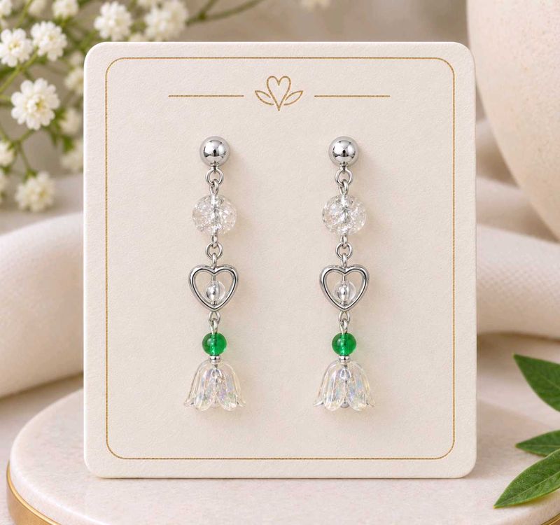 Y2K Lily Flower &amp; Heart Earrings