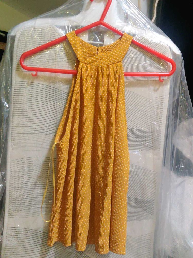 Mustard Yellow Polka Dot Halter Top