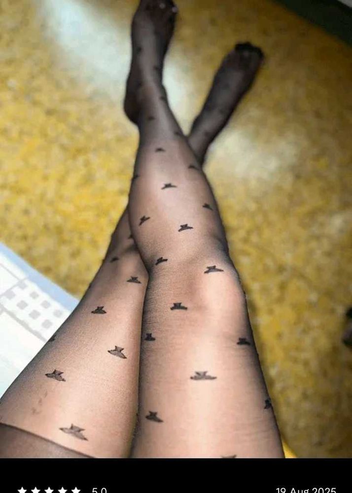 Sheer Black Tights with Hat Pattern