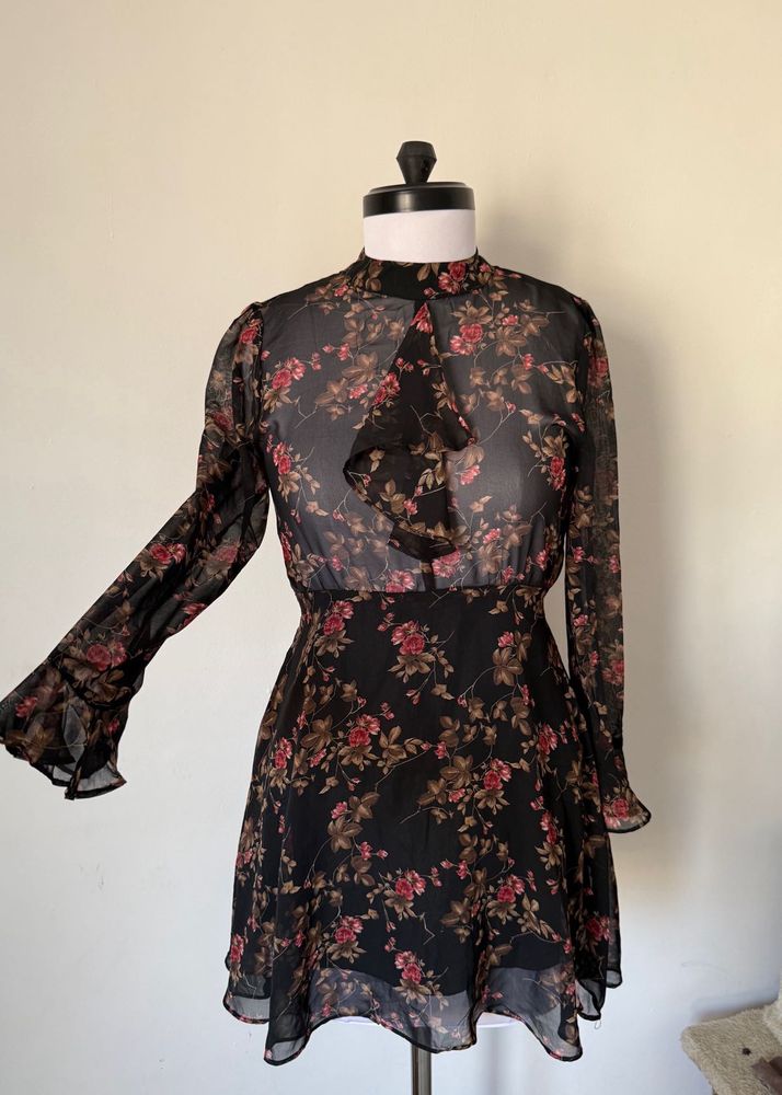 Floral Chiffon Mini Dress