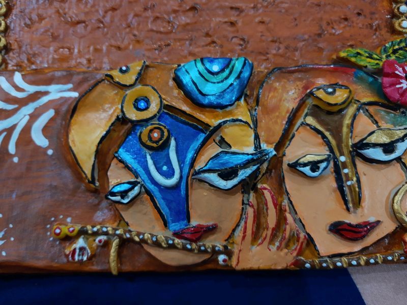 Handmade Radha Krishna Painting With Clay
