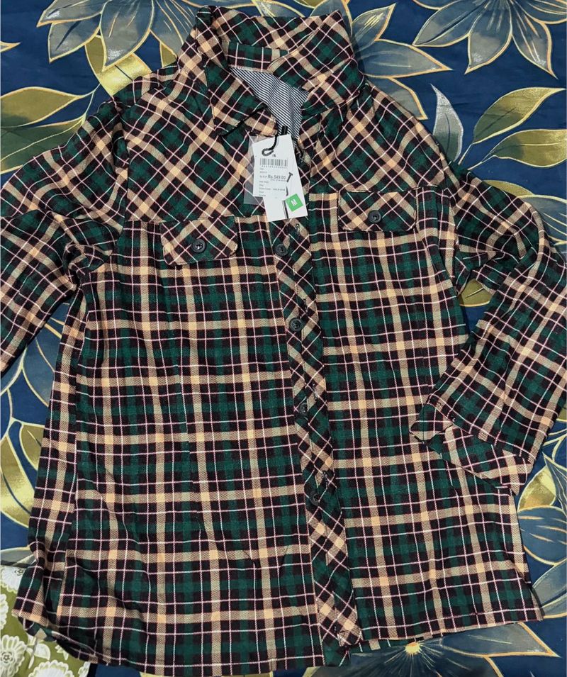 Green Plaid Long Sleeve Shirt
