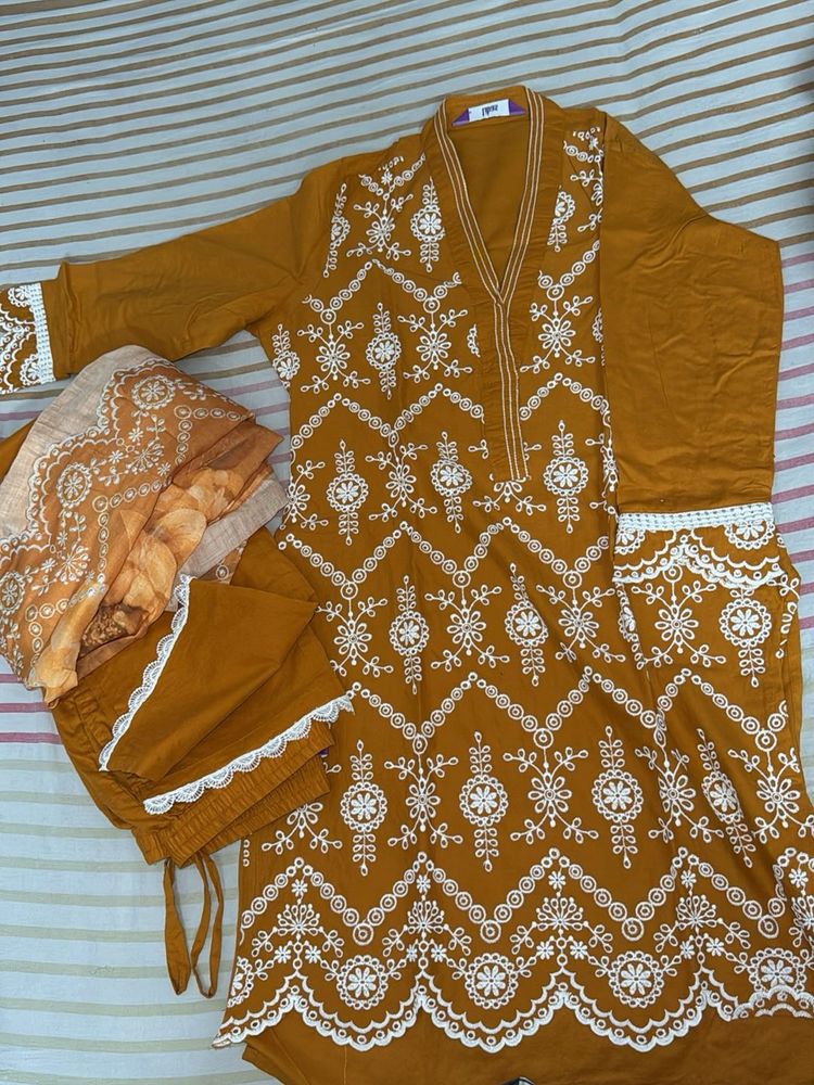 Libas—Beautiful Mustard Kurta Set with Dupatta