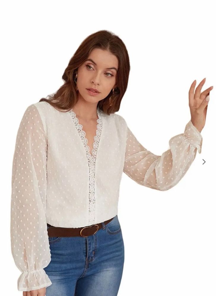 Elegant Sheer Dotted Blouse