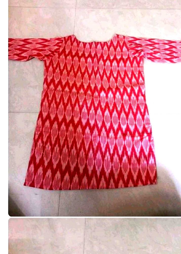 Red Ikat Print Kurti