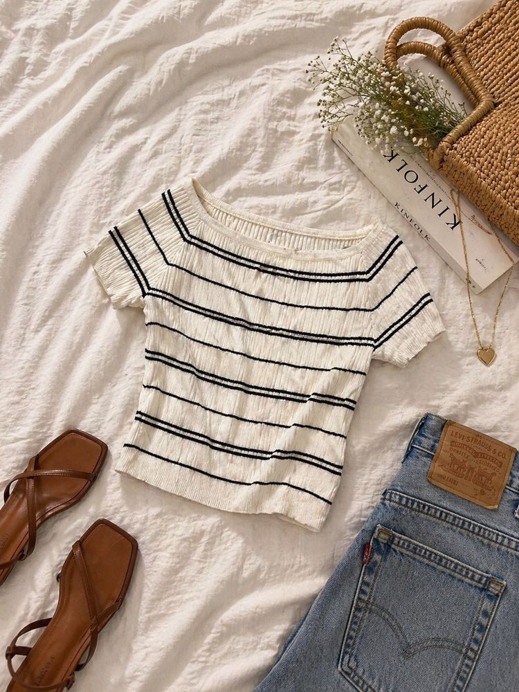 Striped Boat Neck Top