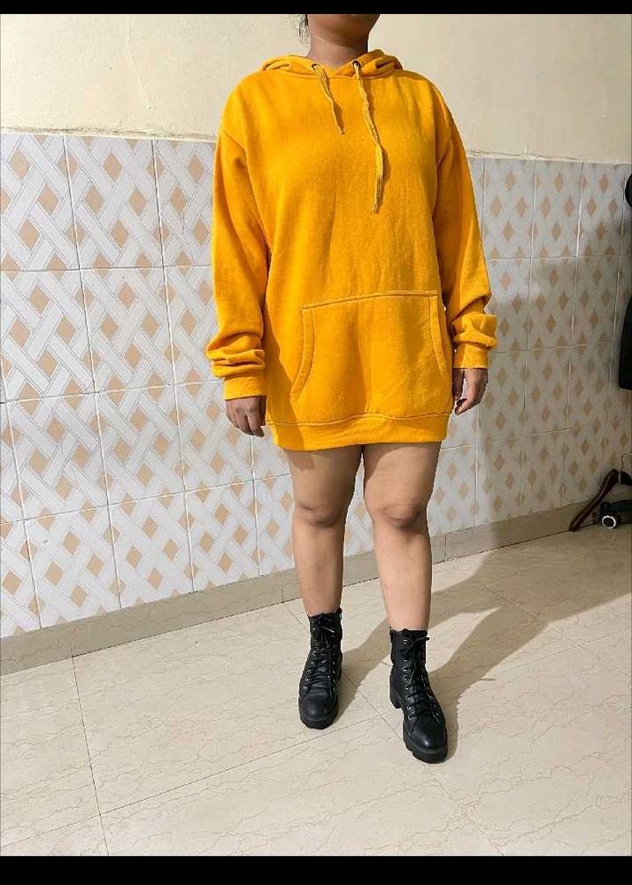 Yellow Oversized Hoodie Dress