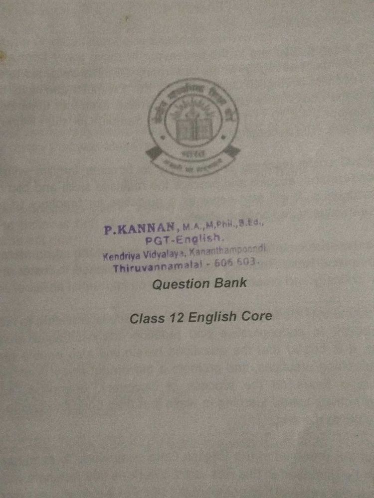 Class 12 English Core Question Bank