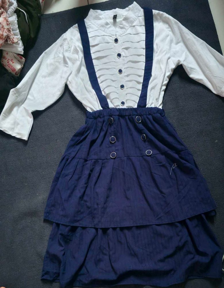 Women's Navy Blue Suspender Dress