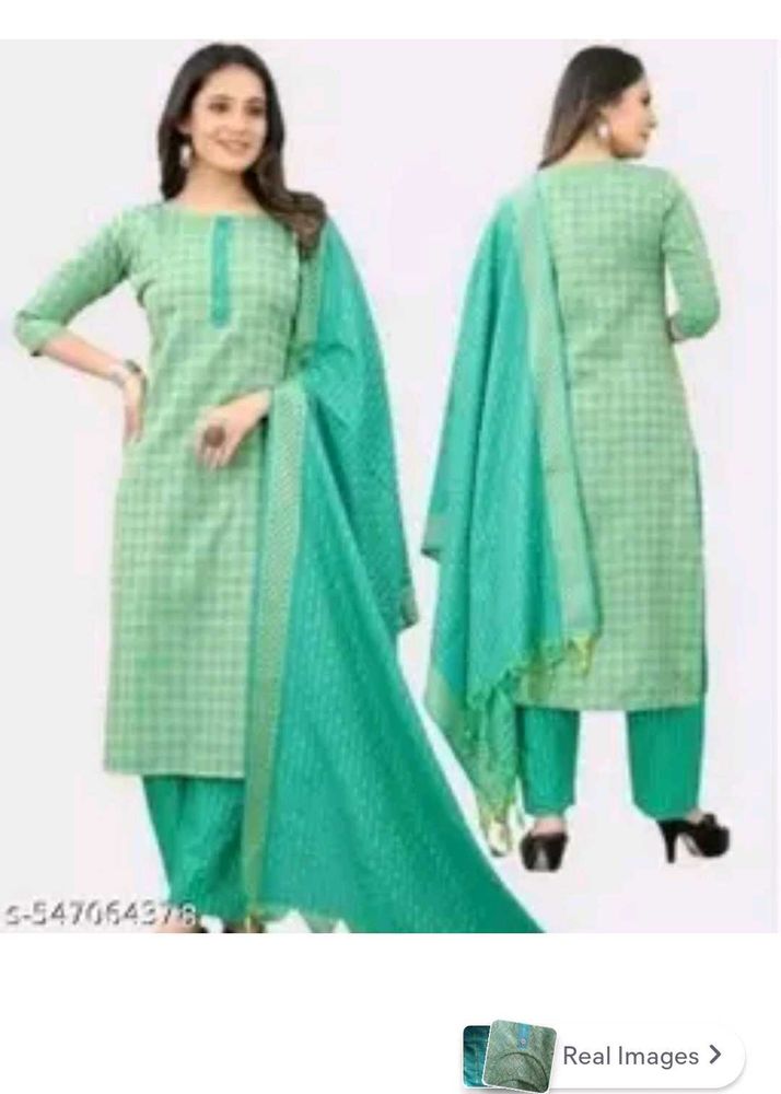 Elegant Mint Green Checked Kurta Set