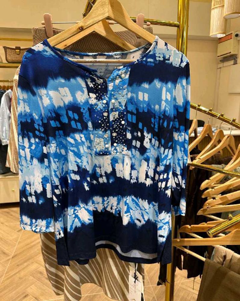 Blue Tie-Dye Tunic Top