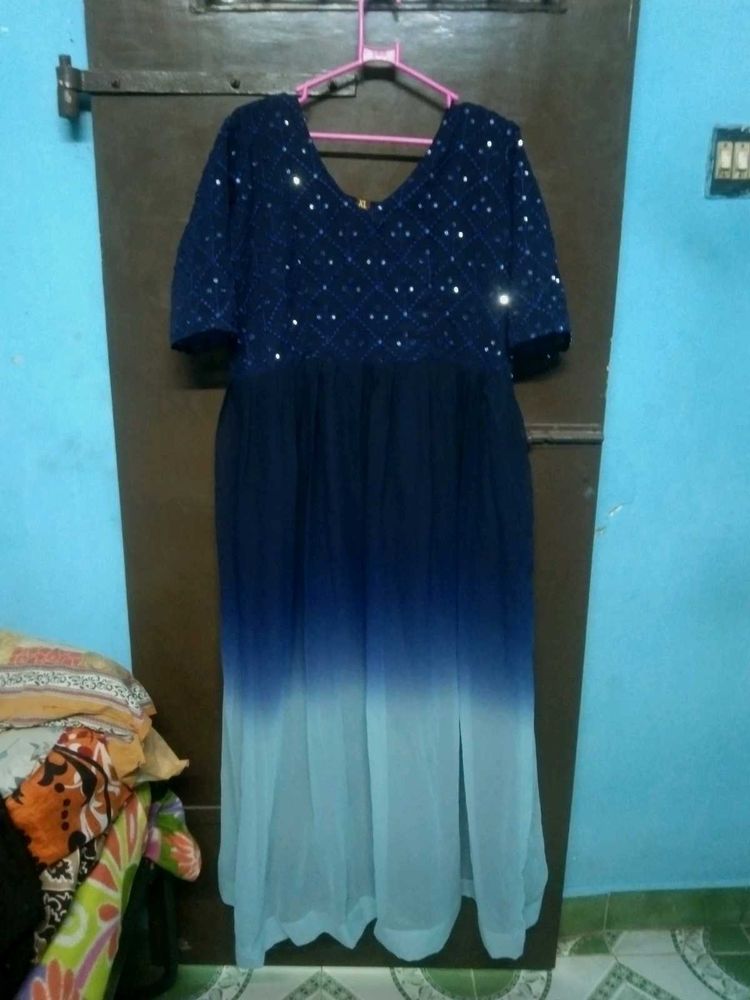 Sparkly Navy Blue Ombre Gown
