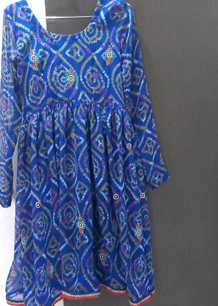 Navy blue anarkali stitched kurti