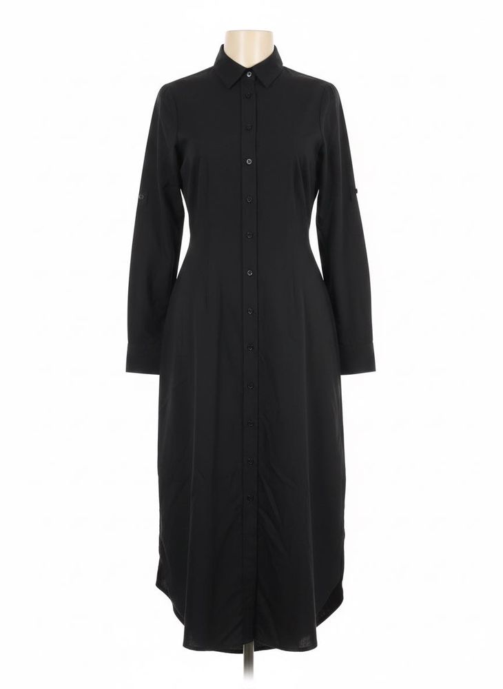 Classic Black Collared Shirt Dress