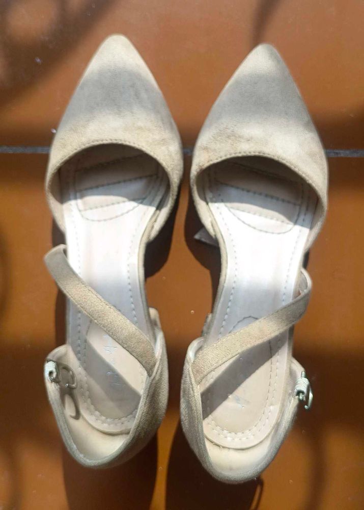 Elegant Beige Suede D'Orsay Heels