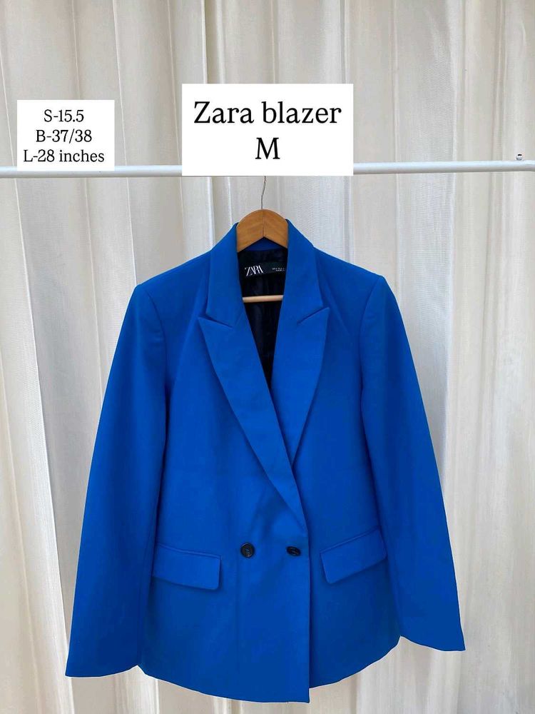 Zara Blue Double Breasted Blazer