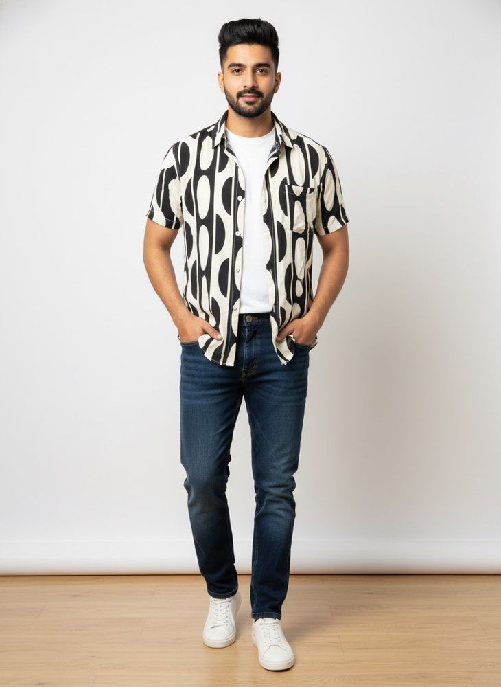 Abstract Print Short Sleeve Shirt