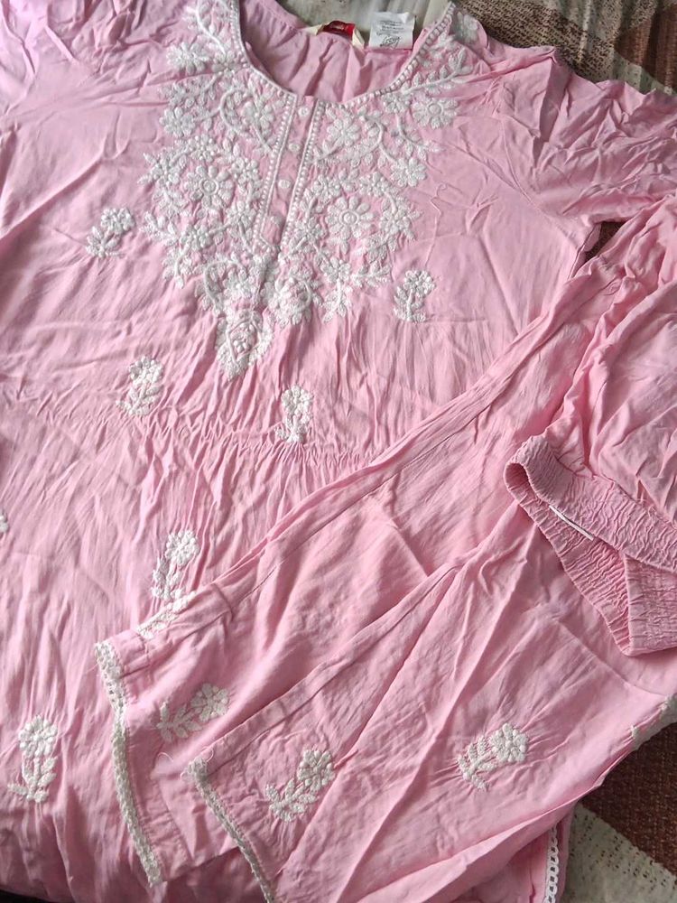 Pink Embroidered Kurta Set