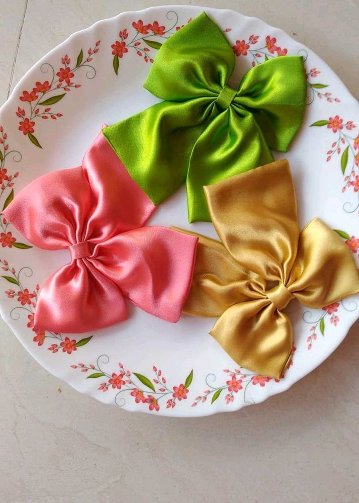 Satin Hair Bows - Set of 3