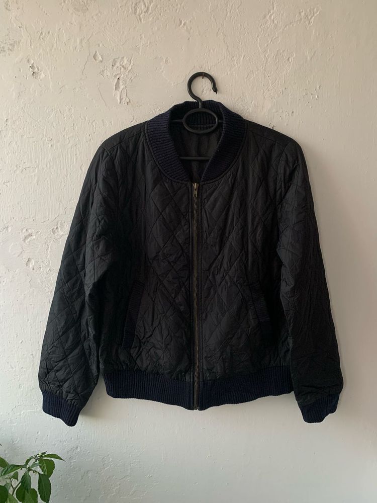 Quilted Black Bomber Jacket