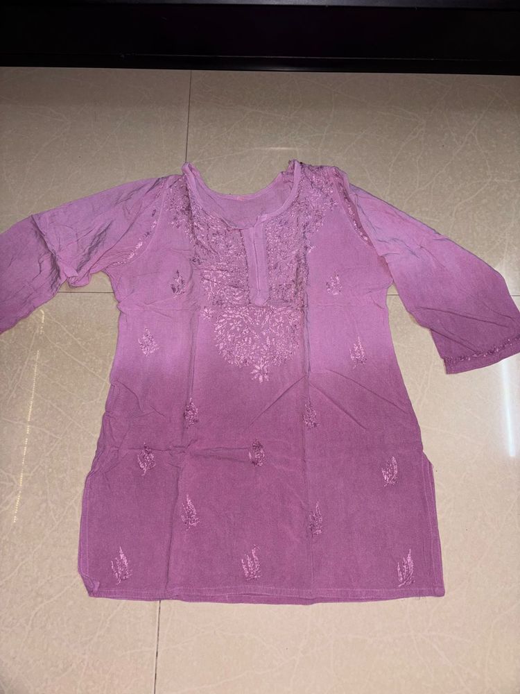 Ombre Embroidered Short Kurti