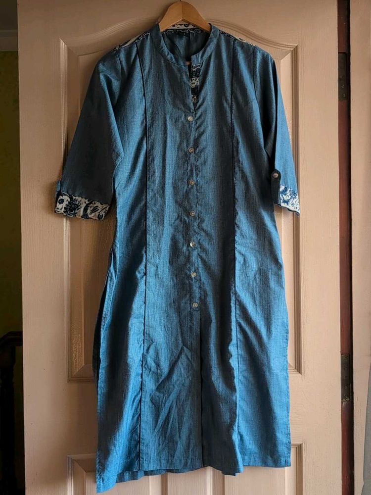 Soch Denim print Cotton Kurta