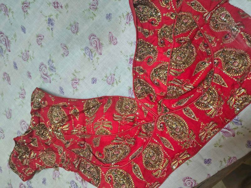 Red Bridal Designer Blouse with Golden Embroidery