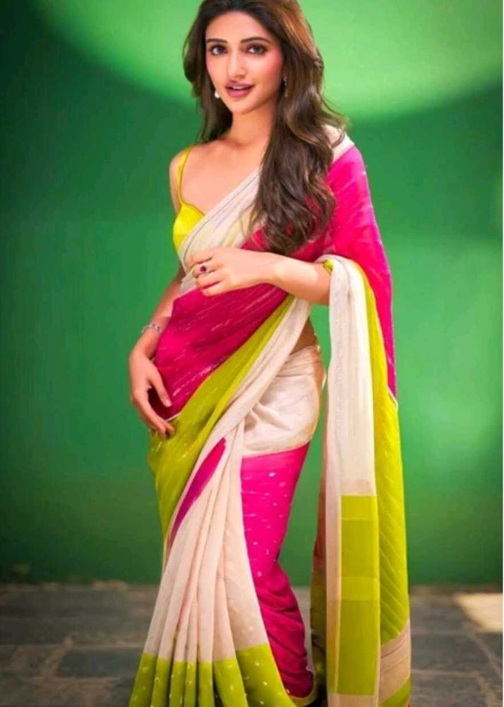 Pushpa 2 saree -Vibrant Pink &amp; Green Sare