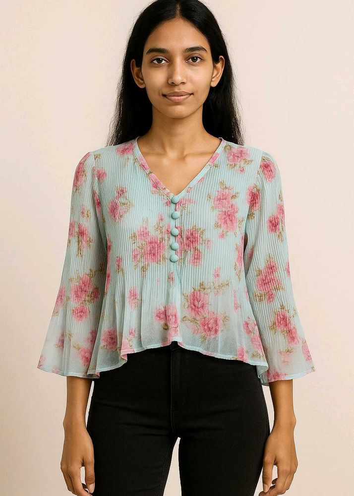 Blue Frill Top