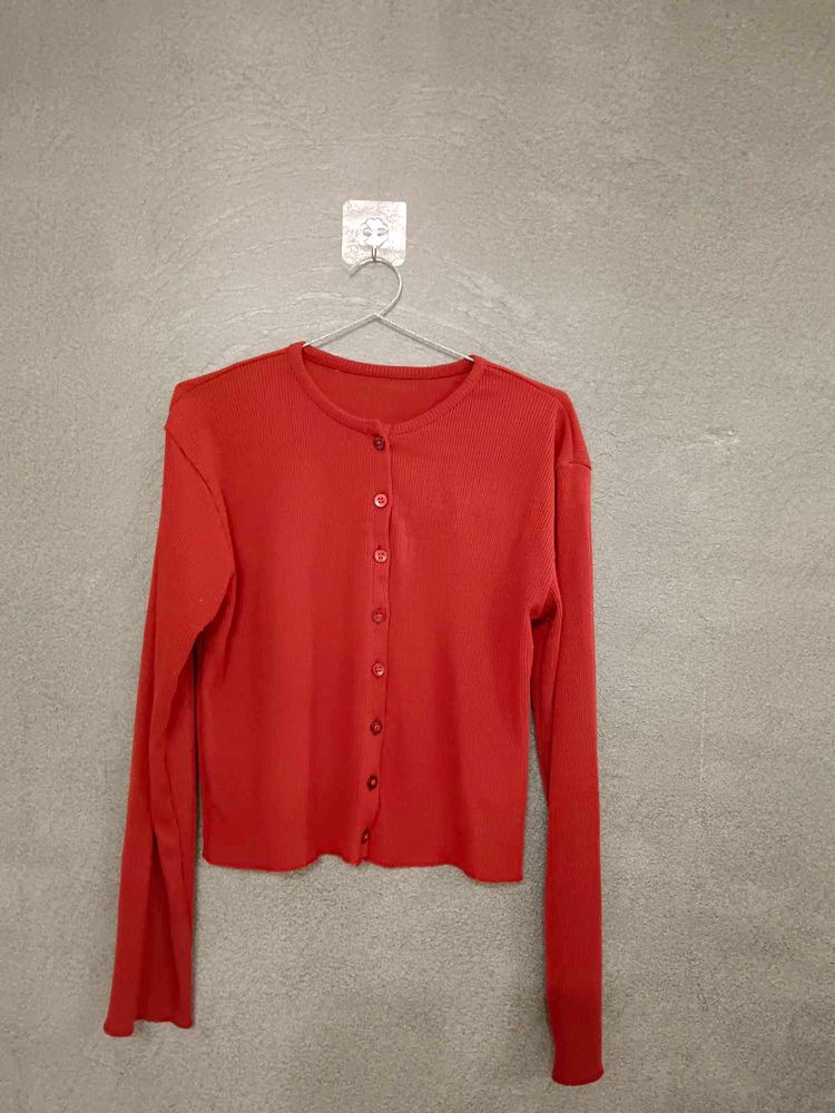 Red Fitted Stretchable Top