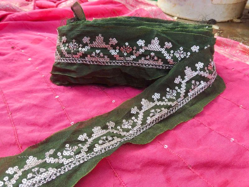 Embroidered Green  Border lace