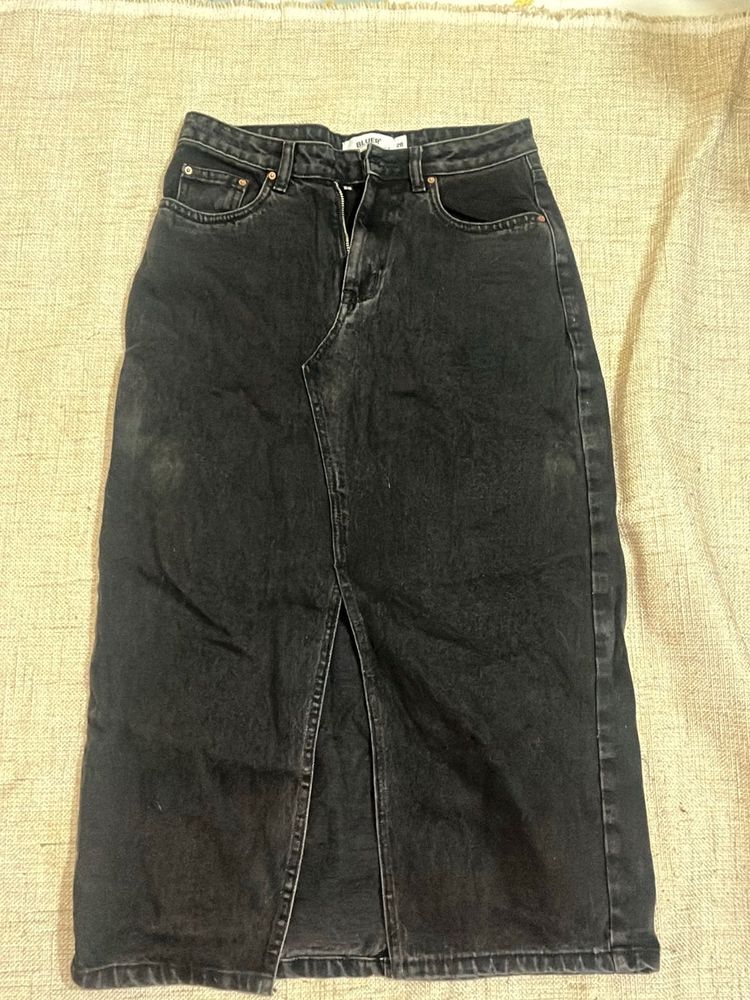 Zara Denim Midi Skirt