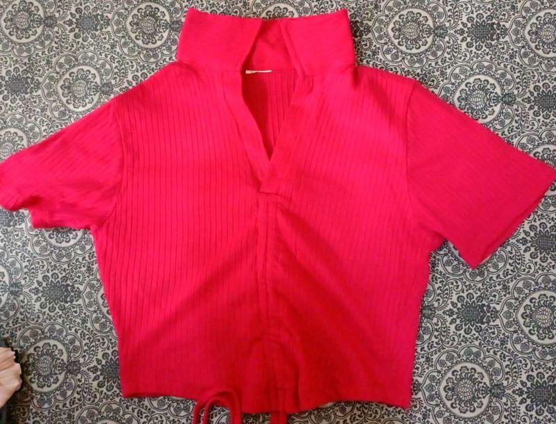 Vibrant Ribbed Knit Cropped Top