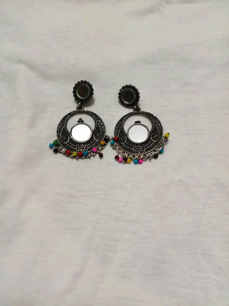 Boho Mirror &amp; Bead Drop Earrings😍