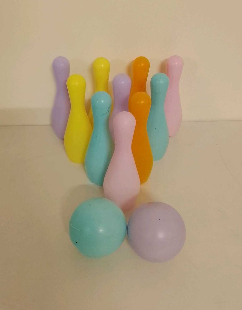 Plastic Bowling Pins and Balls Toy Set
