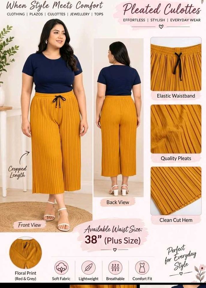Women's Pleated Culottes Pants