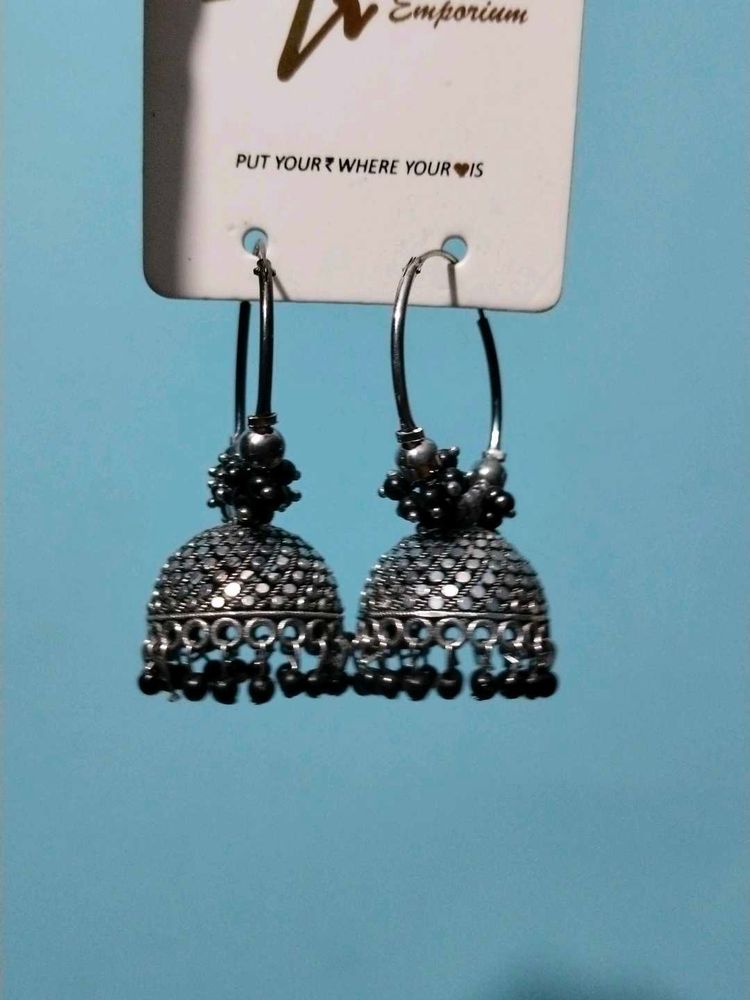 Oxidized Jhumka Earrings