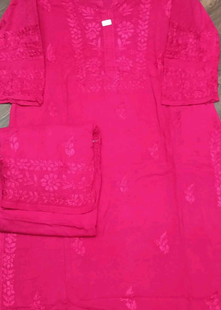 Pure Chikankari Lakhnowi Rayon Kurti Set