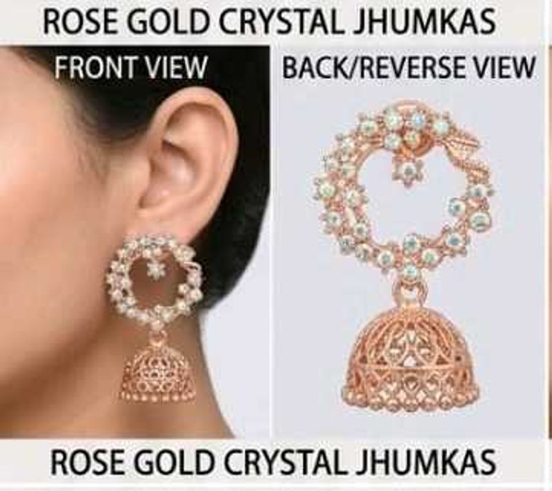 Fashion Jewelry Rose Gold Jhumka Earrings