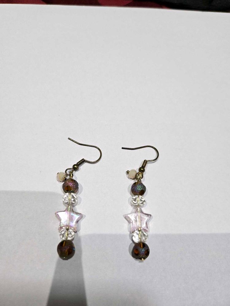 Handmade Sparkling Star Dangle Earrings