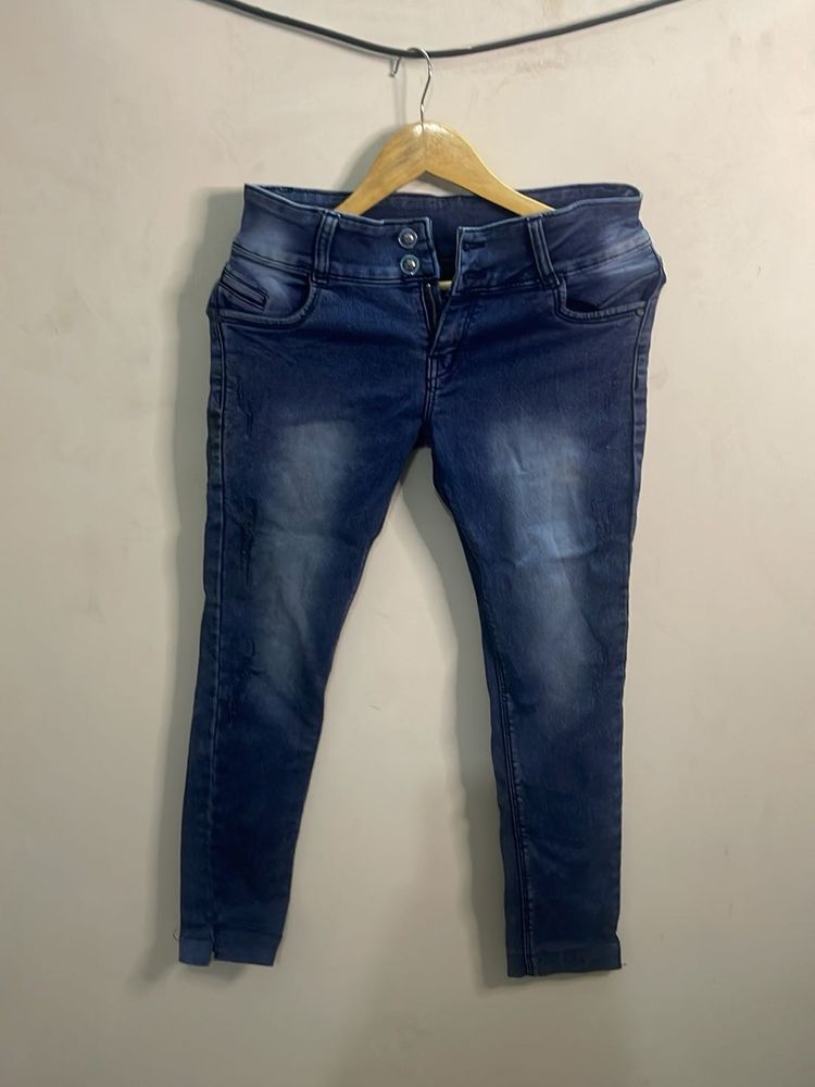 High-Waisted Blue Denim Jeans