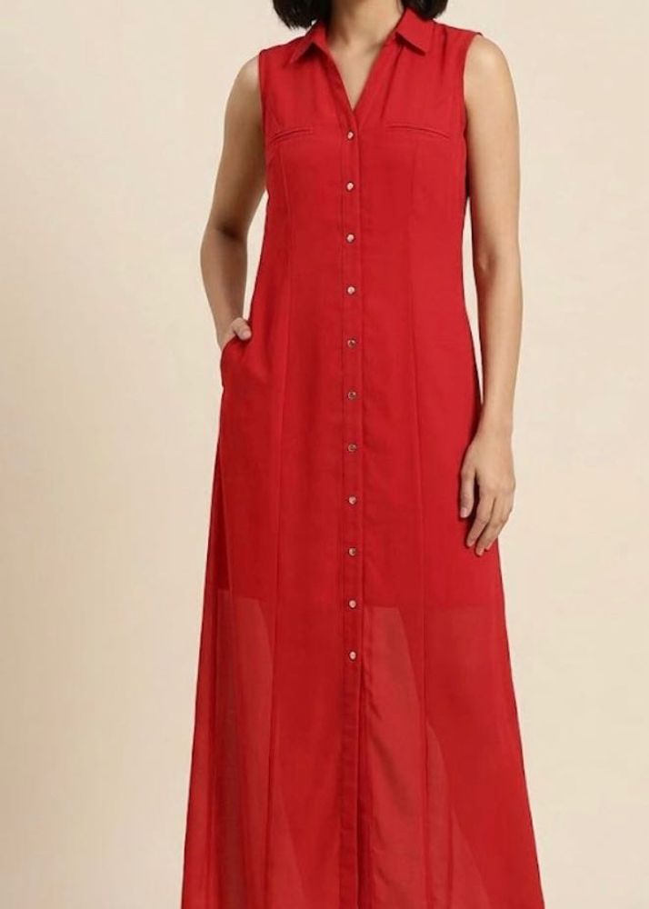 Stylish Red Sleeveless Maxi Dress