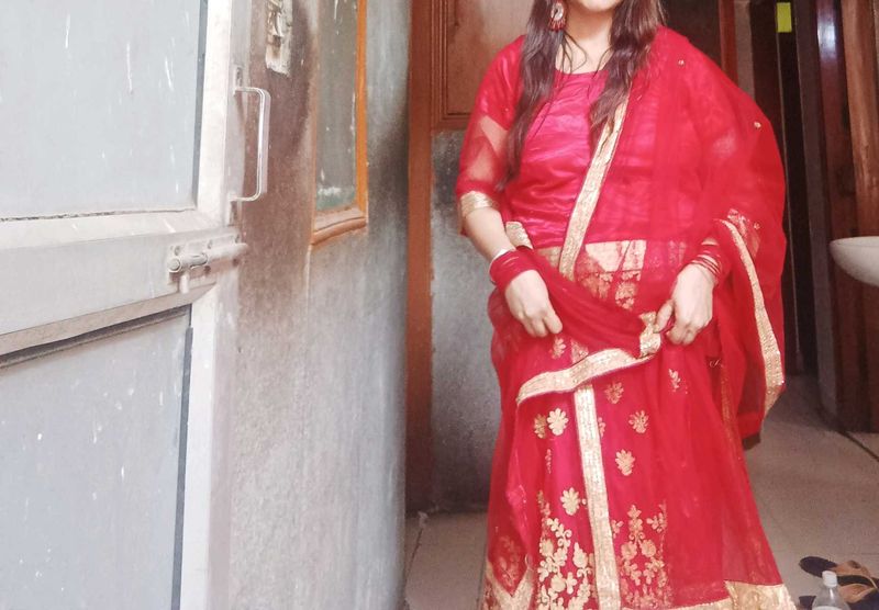 Red &amp; Gold Lehenga Choli Set
