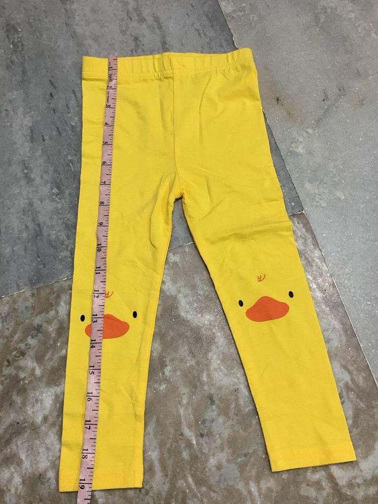 Cute Duck Print Yellow Leggings