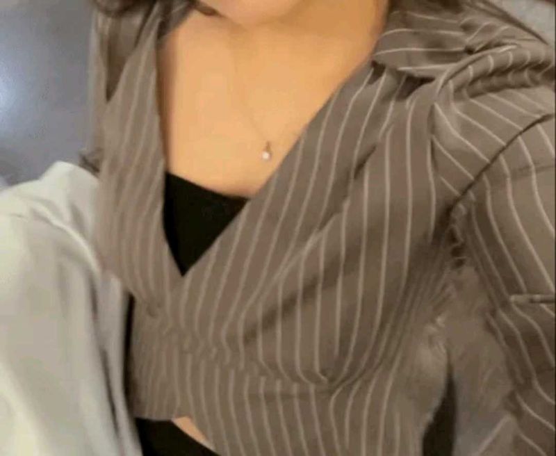 Pinstripe Cropped Blazer