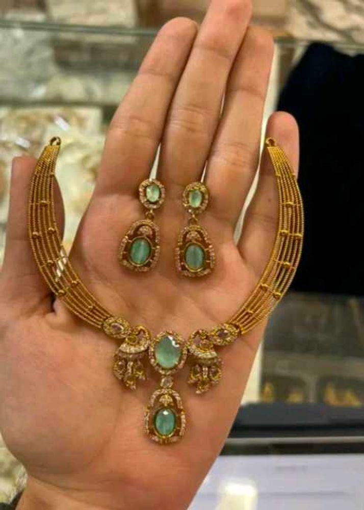 AD American Diamond Gold-tone Jewelry Set