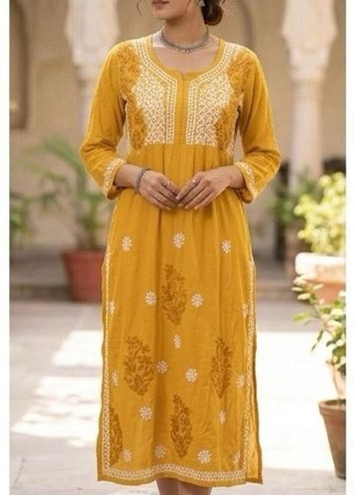 Beautiful Yellow Chikankari Kurta