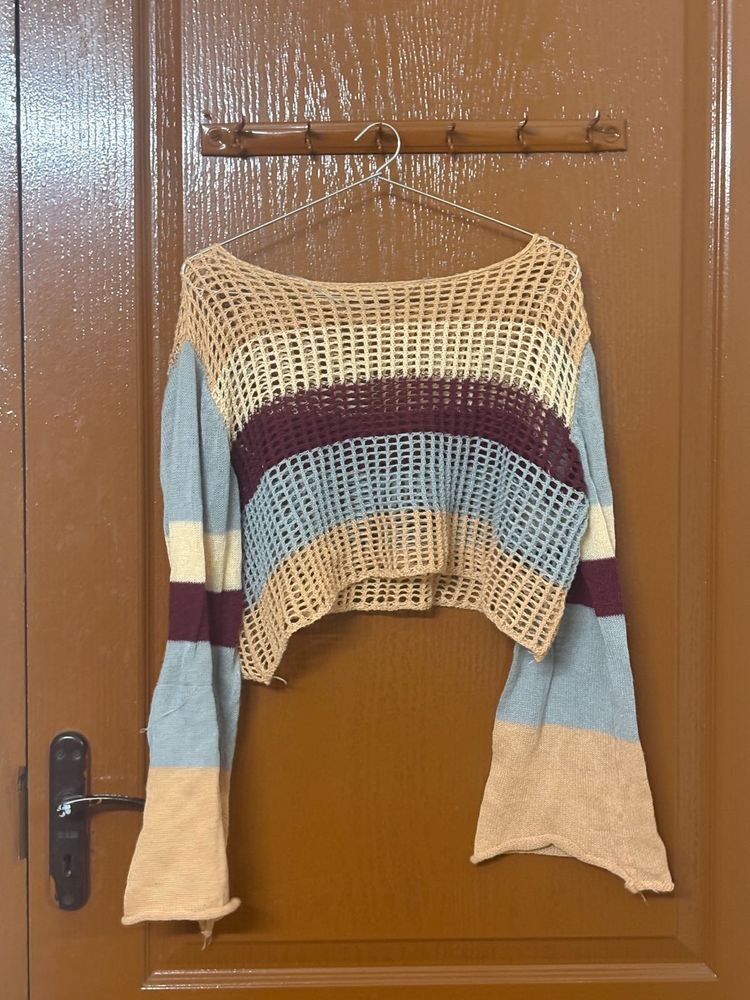 crocheted multi-color crop top